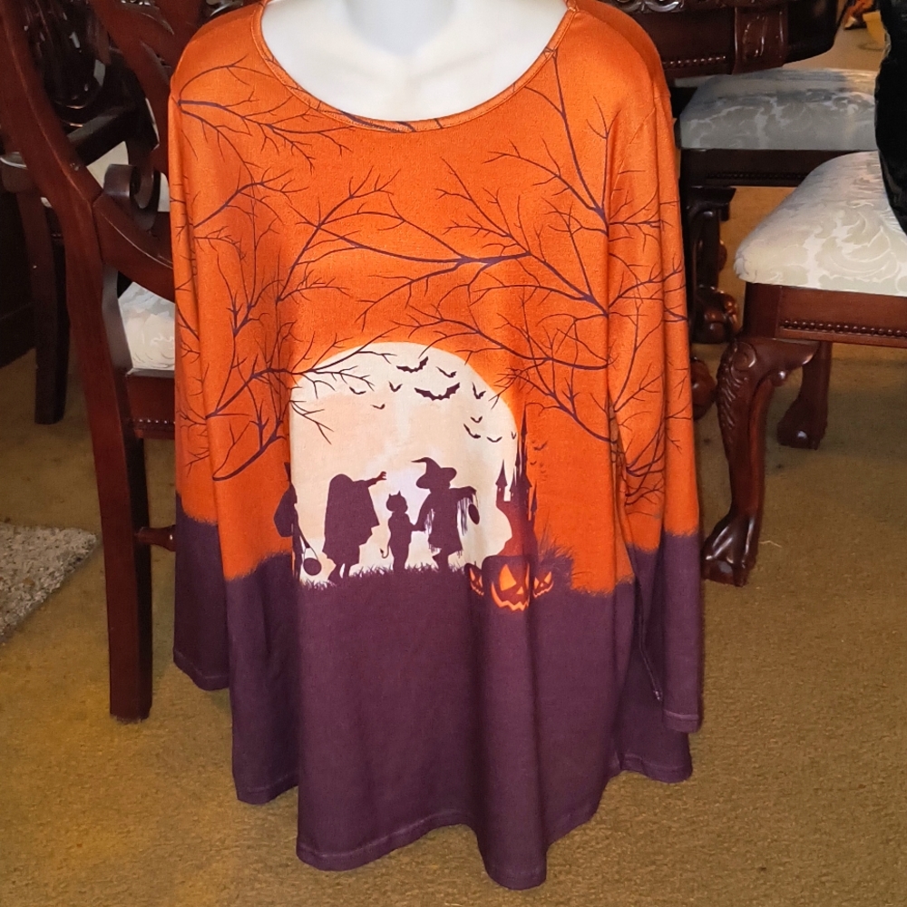 Women's 1X emery rose orange halloween top